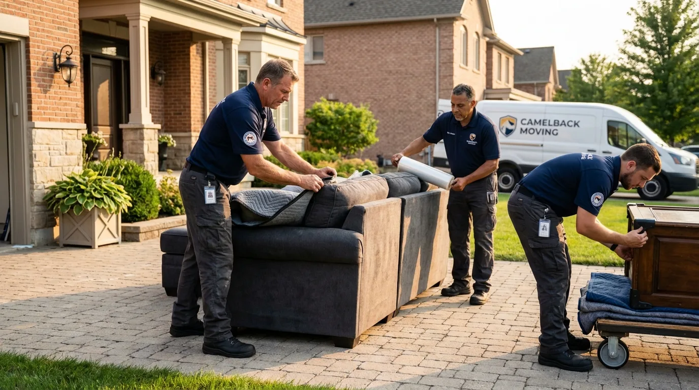 Large estate moving crew wrapping furniture in Princeton, IL